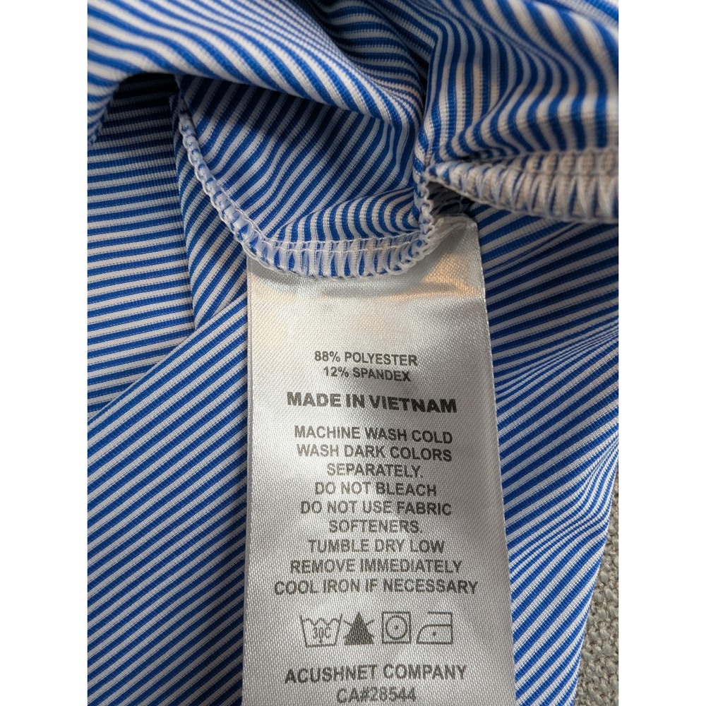 FootJoy Golf Polo Shirt Mens XXL Blue Striped Red Stitch Performance Stretch - Picture 7 of 7
